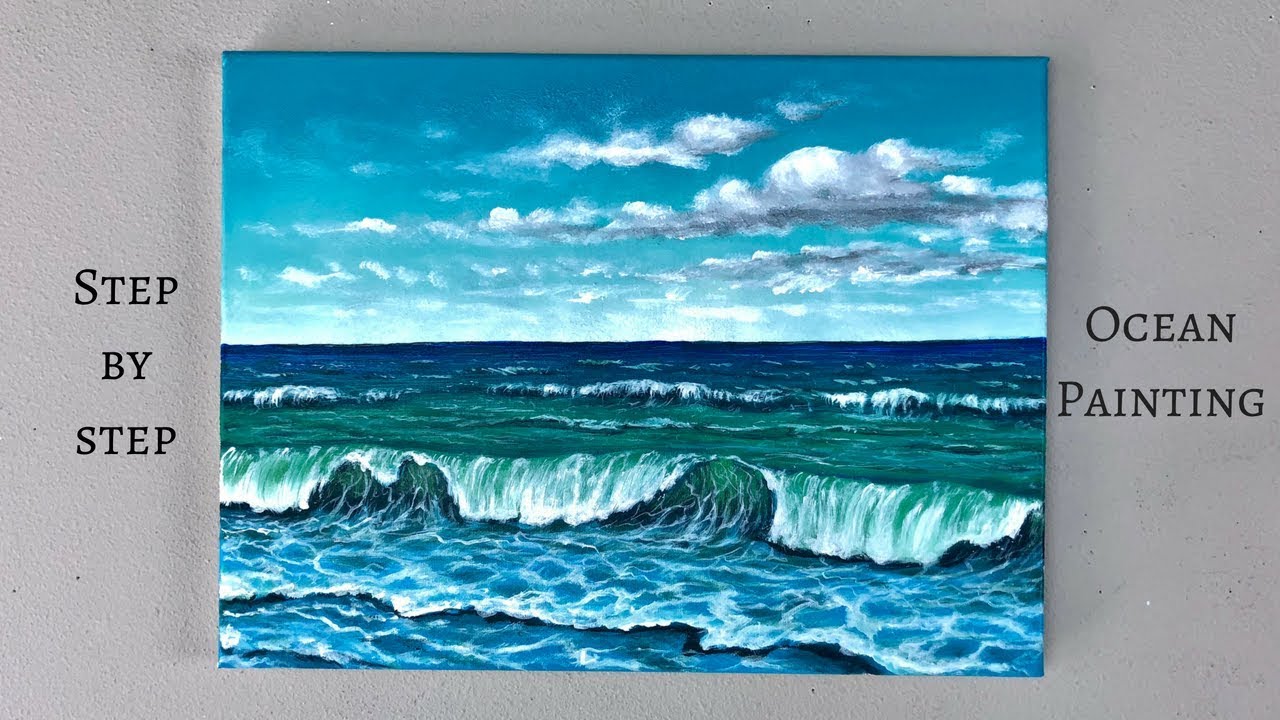 Ocean Painting Acrylic Original Echoes of Summer 16 x 20 on Canvas