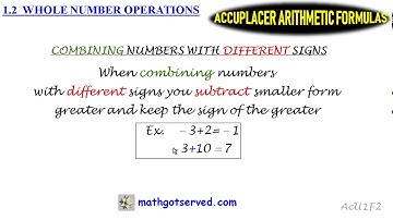 1.2 Accuplacer Arithmetic Must Know Formula Formulas Whole Number Operations Fraction Operations Dec