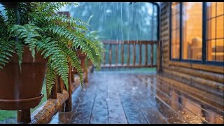 Rain on Cabin Deck with Garden cinematic warm mood meditation reading coding background loop 🌧️📖