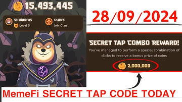 Memefi Secret Reward Combo Today 28/09/2024 Memefi 2,000,000 Coins Code