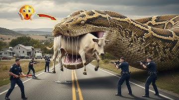 Brave rescue team fights giant python to save innocent white cow 🐍
