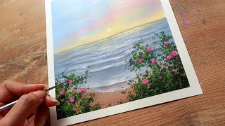 Acrylic Painting/ How To Paint A Sea Sunset /beginners painting step by step
