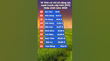 #shorts 10 Tỉnh có chỉ số năng lực cạnh tranh cấp tỉnh thấp nhất năm 2020