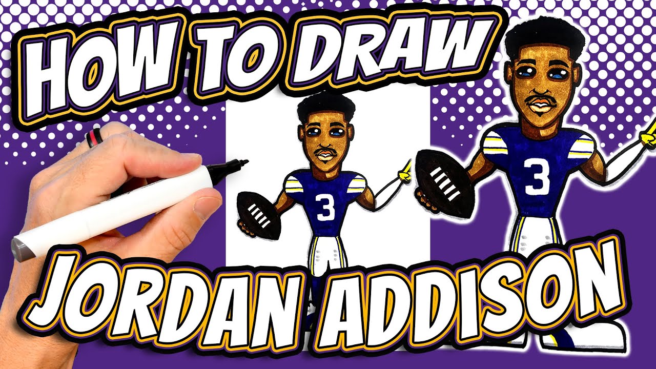 How to draw Jordan Addison - Minnesota Vikings NFL Football Player ...