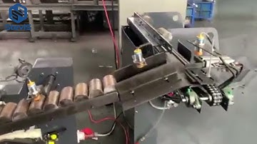 [SteviS chamfering machine] Steel solid round bars double end chamfering machine in production line