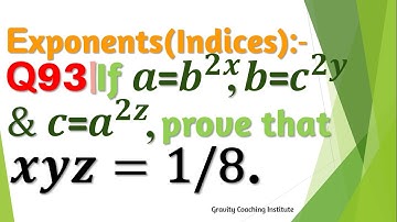 Q93 | If a=b^2x, b=c^2y and c=a^2z, prove that xyz=1/8