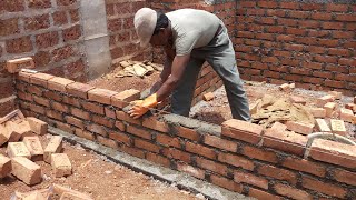 Construction of brick partition wall timelapse