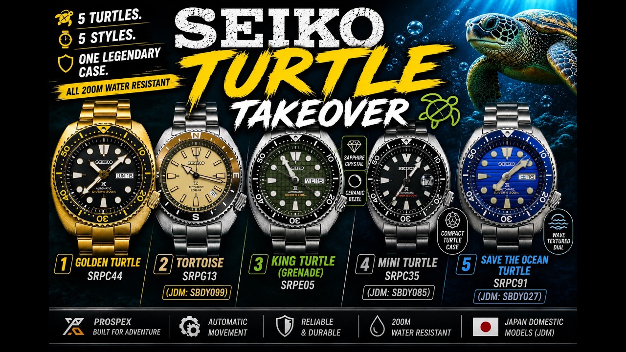 SEIKO TURTLE TAKEOVER 🐢 | 5 Legendary Turtles Reviewed! - YouTube