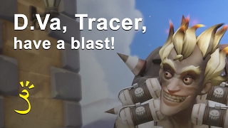 OVERWATCH - Junkrat blows up D.Va and Tracer in slow motion
