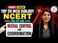 Neural Control And Coordination Top 20 Biology MCQ NEET 2026 NCERT Class 11 By Reema Sharma