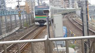 E-63+E-17(E233系3000番台)湘南新宿ライン高崎線直通快速高崎行前5両籠原止まり&相鉄線12000系相鉄線直通各駅停車海老名行&E233系7000番台埼京線直通各駅停車大宮駅行武蔵小杉駅