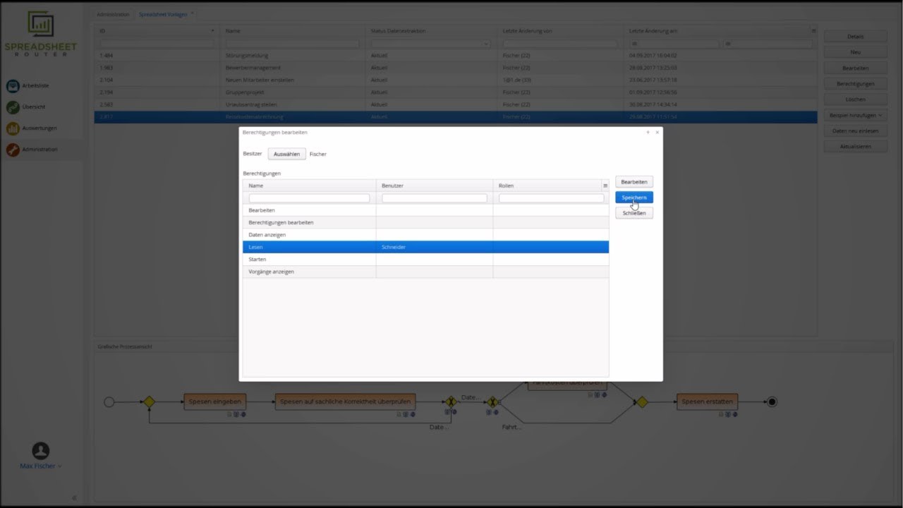 Youtube Video: Spreadsheet Router Tutorial: Leseberechtigung für Spreadsheet Vorlagen vergeben