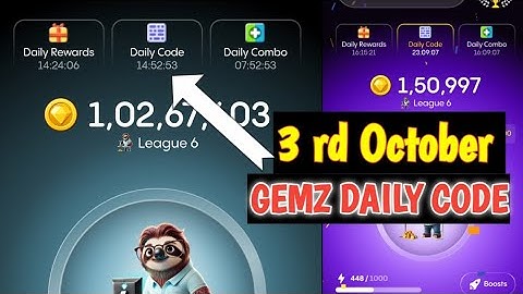 Gemz Daily Code | 3 October Gemz Daily Code | Gemz Daily Combo | Today