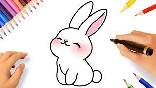 كيفية رسم أرنب لطيف بسهولة 🐇