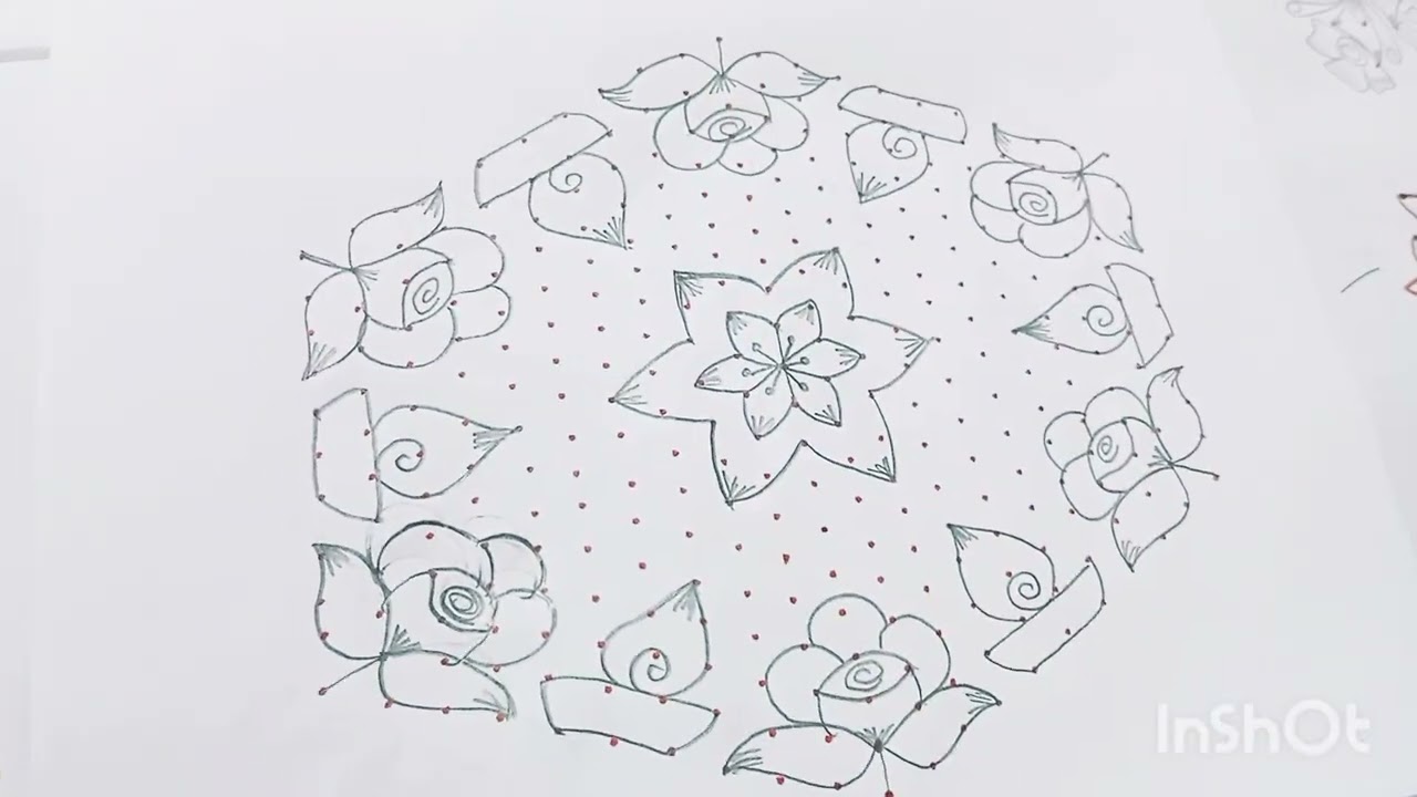 21*11 beautiful flowers rangoli 🌹🌹🌹🌹🌹