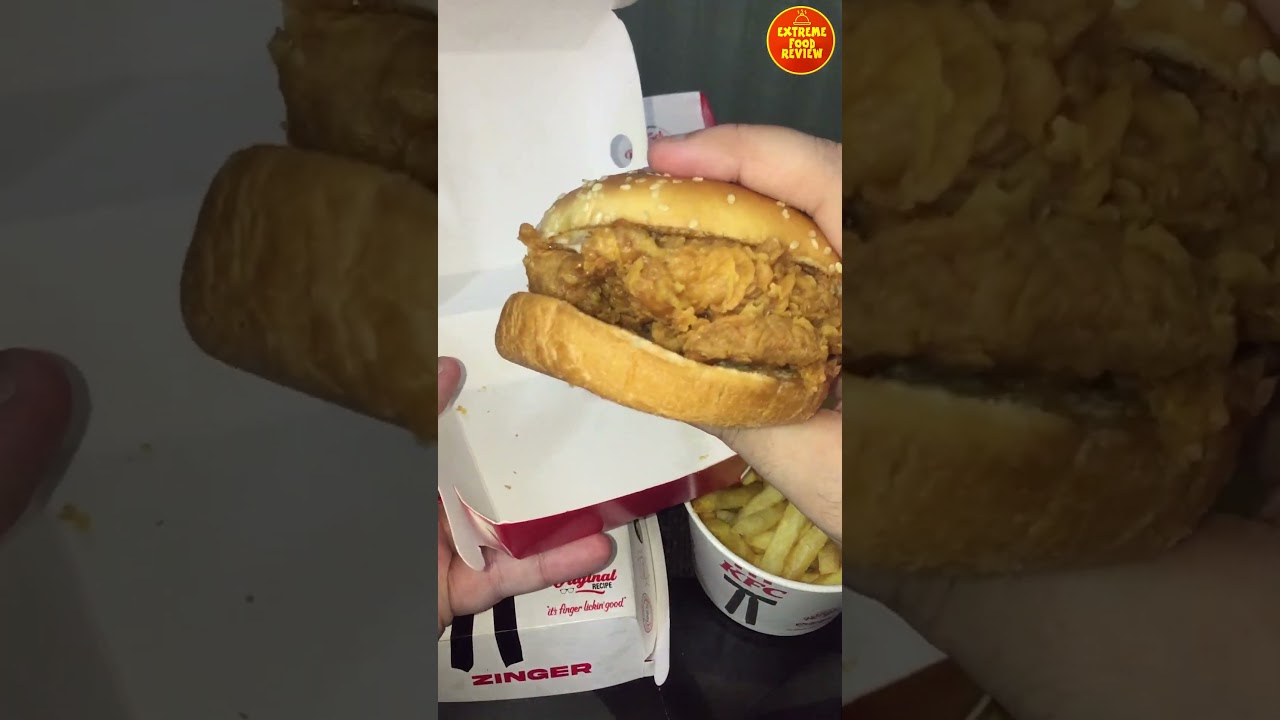 🍔 KFC Zinger Burger + 🍟 Fries Bucket + 🍗 Crispy Chicken Piece | Ultimate KFC Feast! #shorts