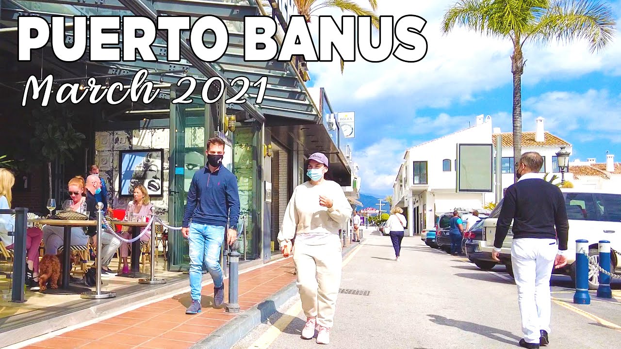 Puerto Banús market day walk in July - Marbella, Costa del Sol immersive  virtual tour 