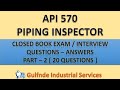 API 570 II Exam Questions & Answers II Part 2 II PIPING INSPECTOR
