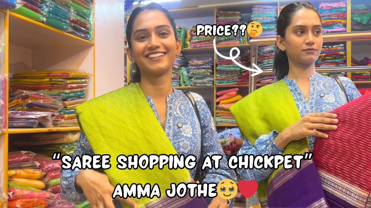 Saree Shopping at Chickpet😍 Found the best shop🫶 |Jeevitha Gowda| #saree #shopping