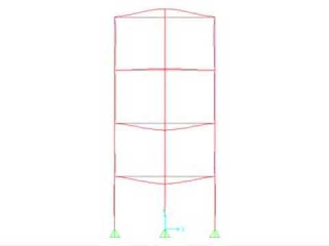 finite element  Modal analysis of 2 bay 4 storey Portal frame