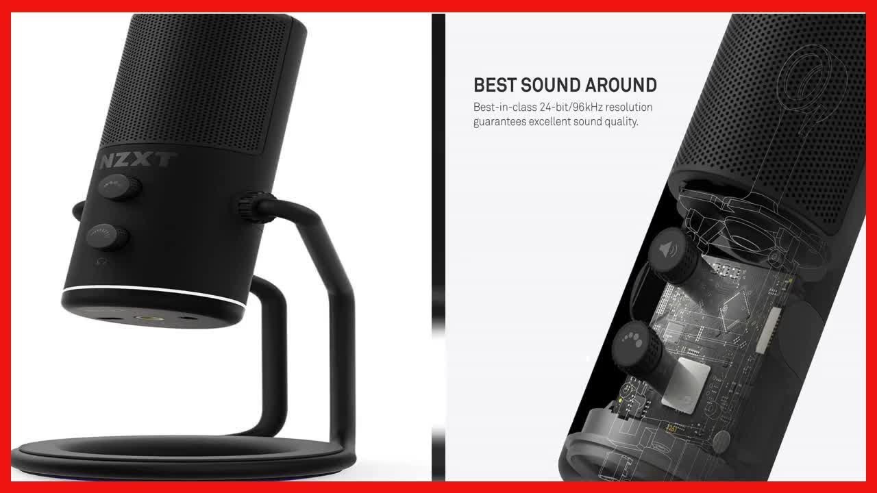 NZXT Capsule – AP-WUMIC-B1 – Microfone USB Cardioide Streaming, Gaming & Podcasting – Clareza de voz cristalina – Amortecedor integrado – Montagem fácil do braço – Twitch, Discord, YouTube – Preto