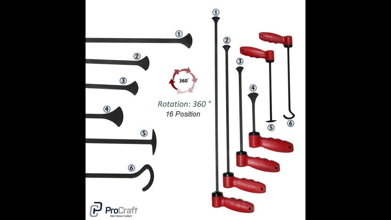 Pdr Whale Tail Set 6 Pcs ProCraft Pdr Tools Dent Removal Dent Repair ...