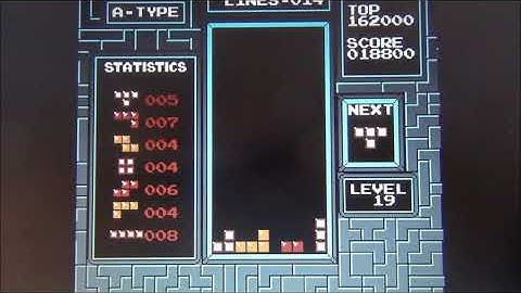 [NES Tetris] PAL Level 19, row 6 tetris