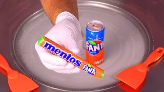 ASMR - Ice Cream Rolls with Fanta Orange & Mentos Fanta
