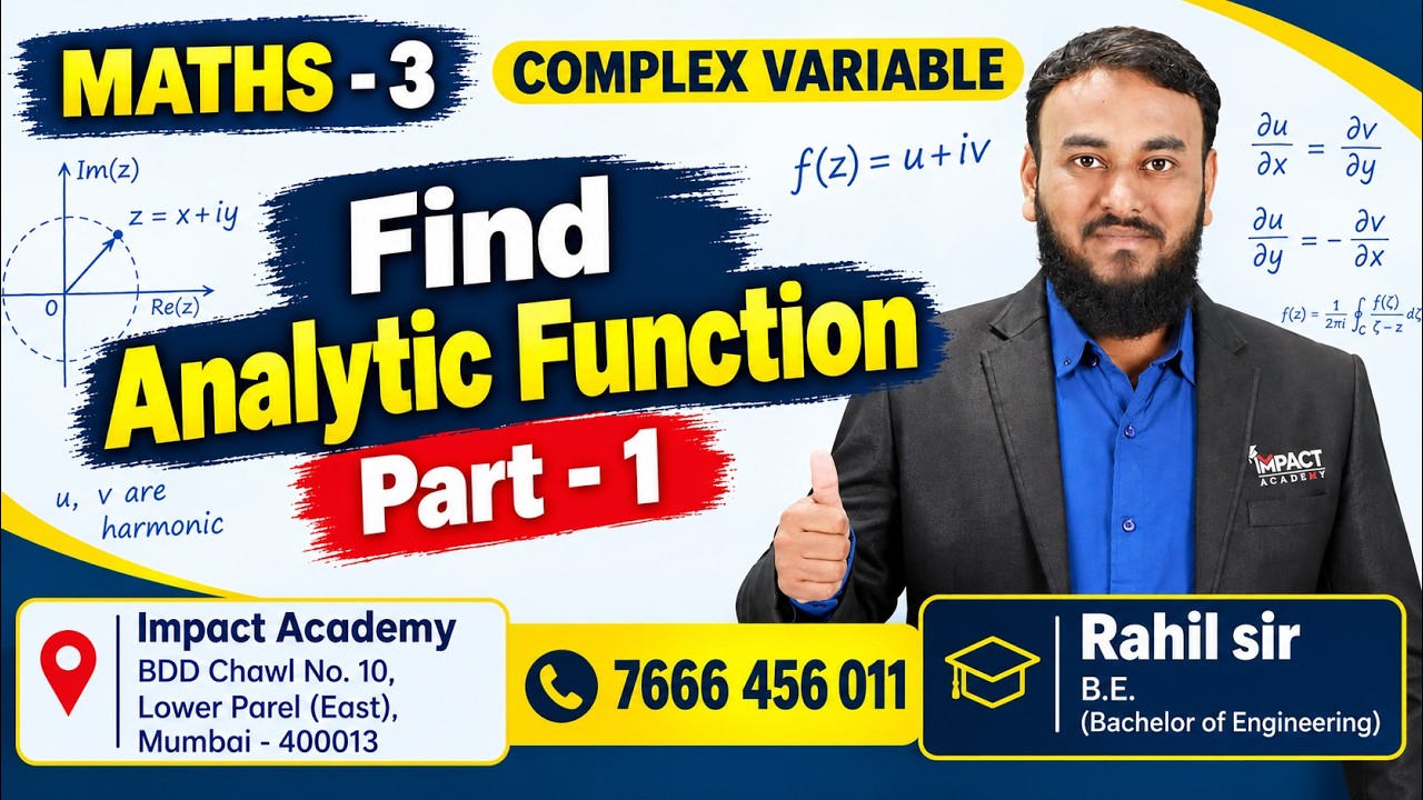 Find Analytic Function Part - 1 | Complex Variable | Maths - 3 in Hindi ...
