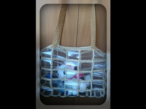пляжная прозрачная сумка, вязание крючком