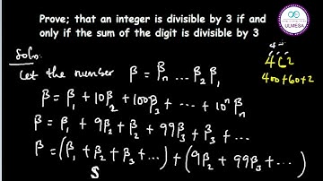 prove that an Integer is divisible by 3 if and only if the sum of the digits is divisible by 3