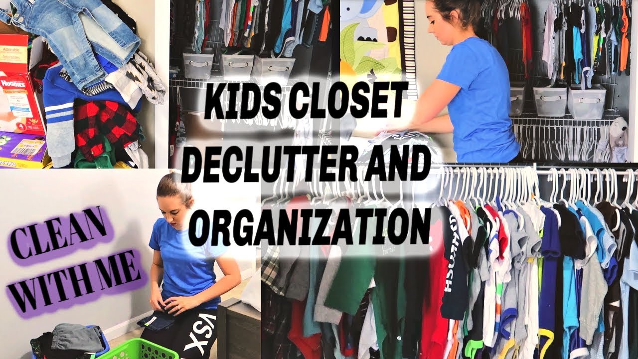 KIDS CLOSET DECLUTTER | ORGANIZE AND CLEAN OUT CLOSET WITH ME - YouTube