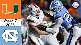 #25 Miami vs #12 North Carolina Highlights | Week 7 | 2023 College Football