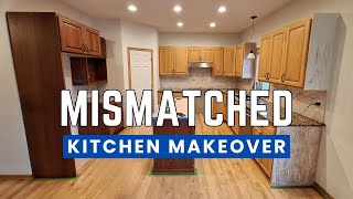 Mismatched Kitchen Makeover | Filling Oak Grain with Cabinet Mud