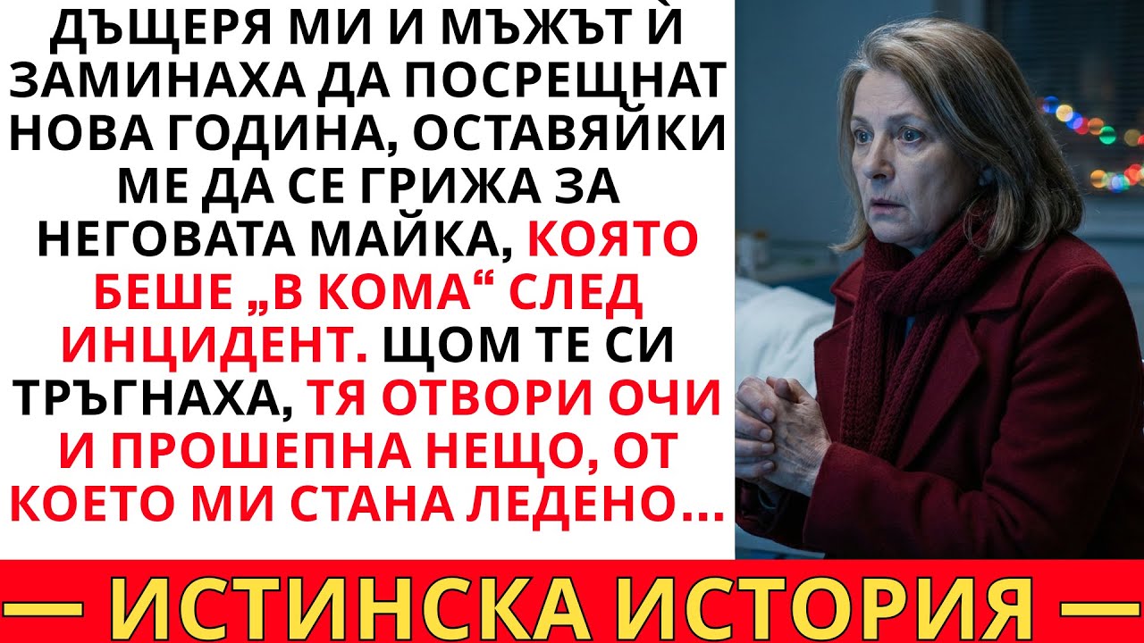 НА НОВА ГОДИНА МЕ ОСТАВИХА С НЕГОВАТА МАЙКА „В КОМА“ — ЩОМ ИЗЛЯЗОХА, ТЯ ОТВОРИ ОЧИ…
