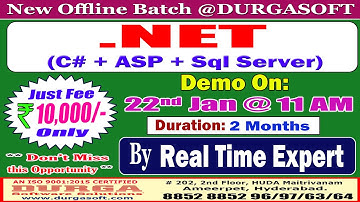 .NET (C# + ASP + Sql Server) Offline Training @ DURGASOFT