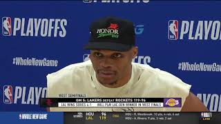 Russell westbrook postgame interview - game 5 | rockets vs lakers 2020
nba playoffs