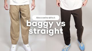 Baggy Trouser vs Straight Fixed Waist Pant | Abercrombie Fit & Style Comparison