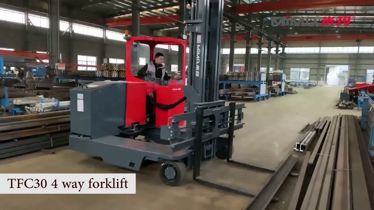multi-directional forklift truck for handling long material