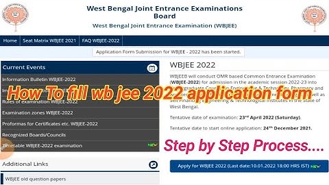How To fill Application form of WBJEE 2022/WBJEE 2022 Application form/WBJEE 2022 Registration