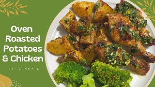 Easy Oven Roasted Potatoes and Chicken with Culantro Sauce  Dinner Idea | Trinidad | Caribbean