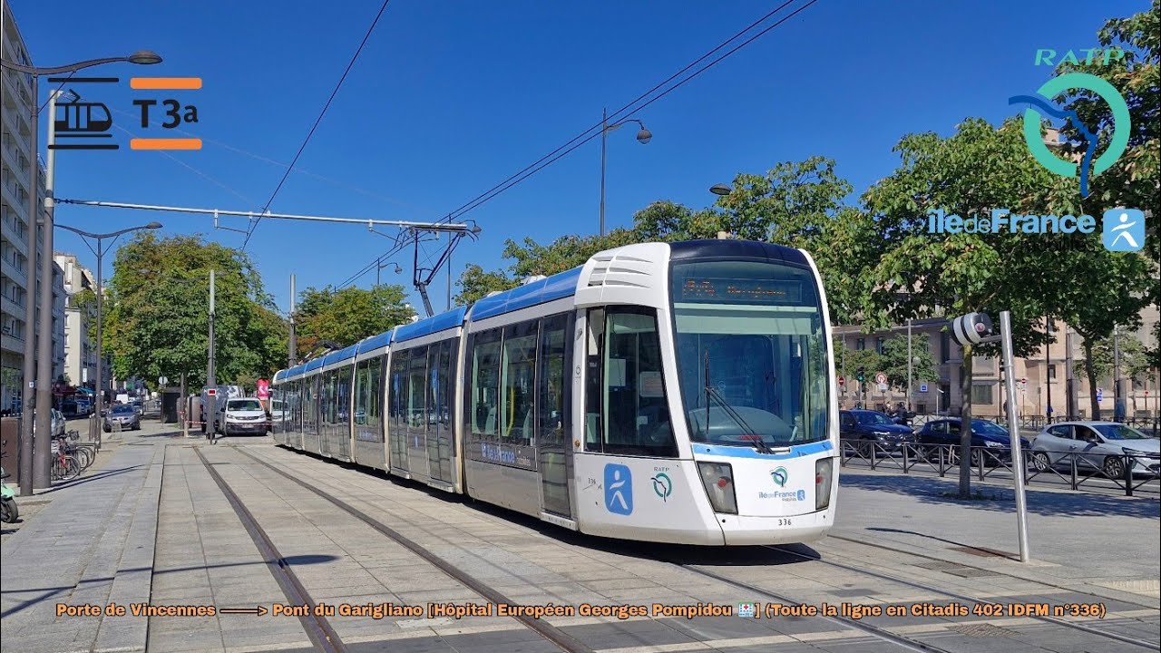 [Tramway T3a] Citadis 402 IDFM n°336 – Porte de Vincennes à Pont du Garigliano #ratp #idfmobilités