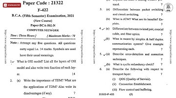 BCA 5TH SEM COMPUTER NETWORK 2021 | MJPRU