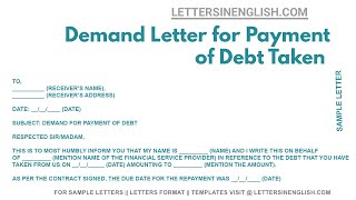 Demand Letter For Payment Of Debt Taken - Sample Letter Demanding for Payment of the Debt Demand Letter For Payment Of Debt Taken - Sample Letter Demanding for Payment of the Debt