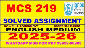MCS 219 solved assignment 2025-26 in English || mcs 219 solved assignment 2026 || mcs219 2025-26