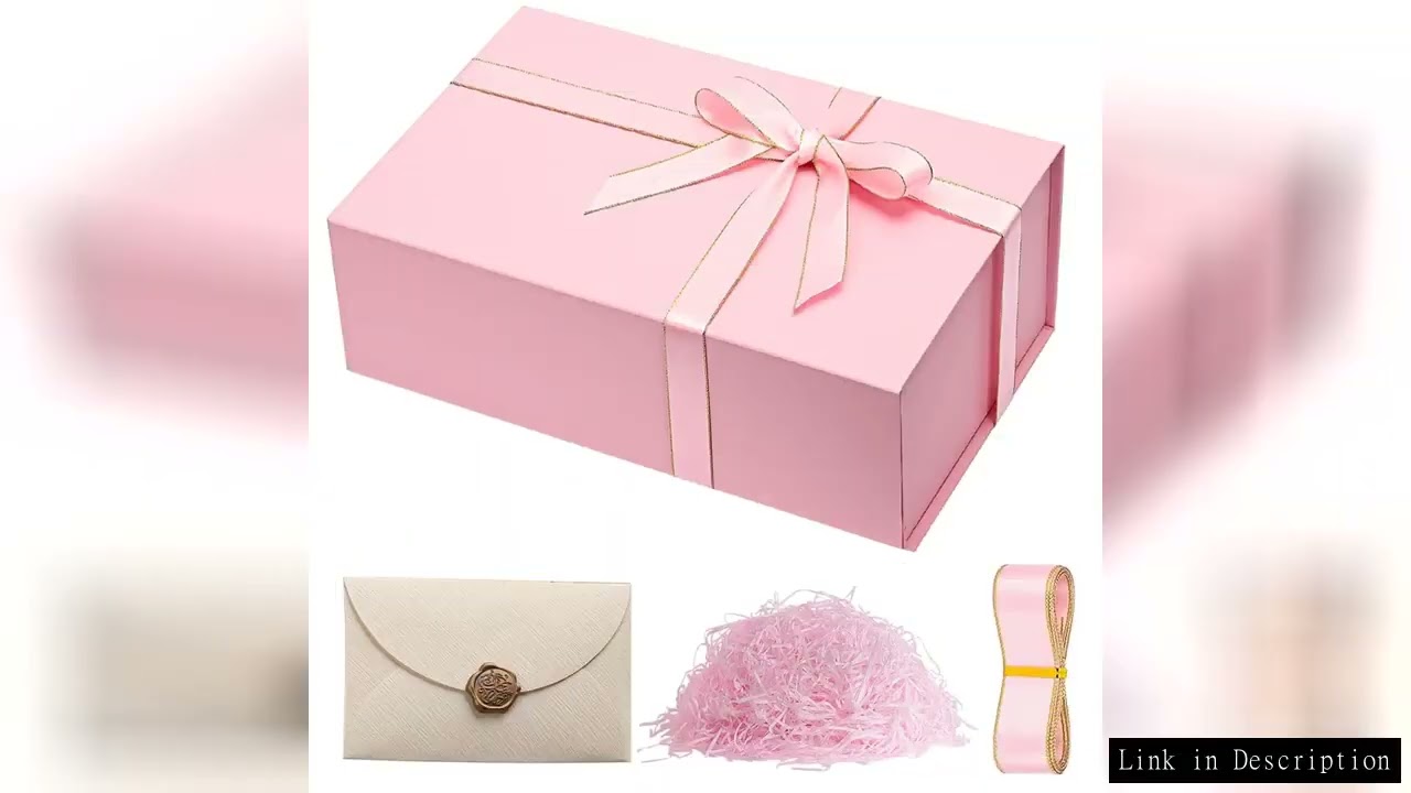 1pcs  Pink /black Ribbon Gift Box with Lid for Present, Magnetic Closure Rectangle Collapsible Gift