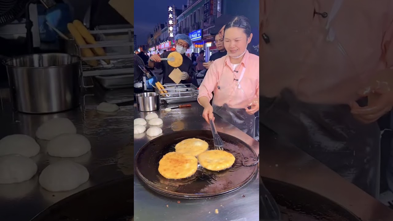 Making scallion pancakes and selling them to make money.