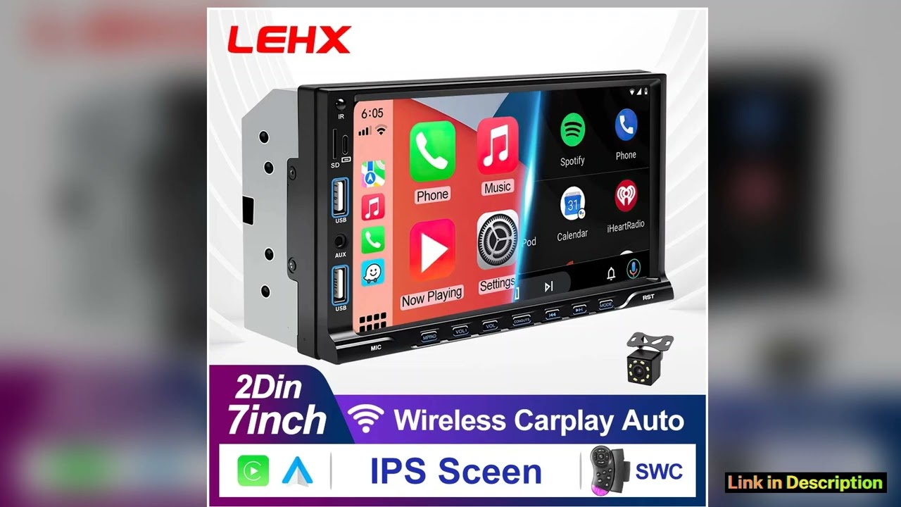 LEHX IPS Touch Screen 7inch 2din Car Radio Carplay Android Auto Bluetooth FM Auxiliary Input Mirror
