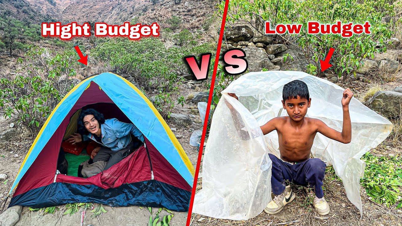 High Budget Vs Low Budget Camping Challenge ⛺️|| Overnight Survival Challenge 🔥 