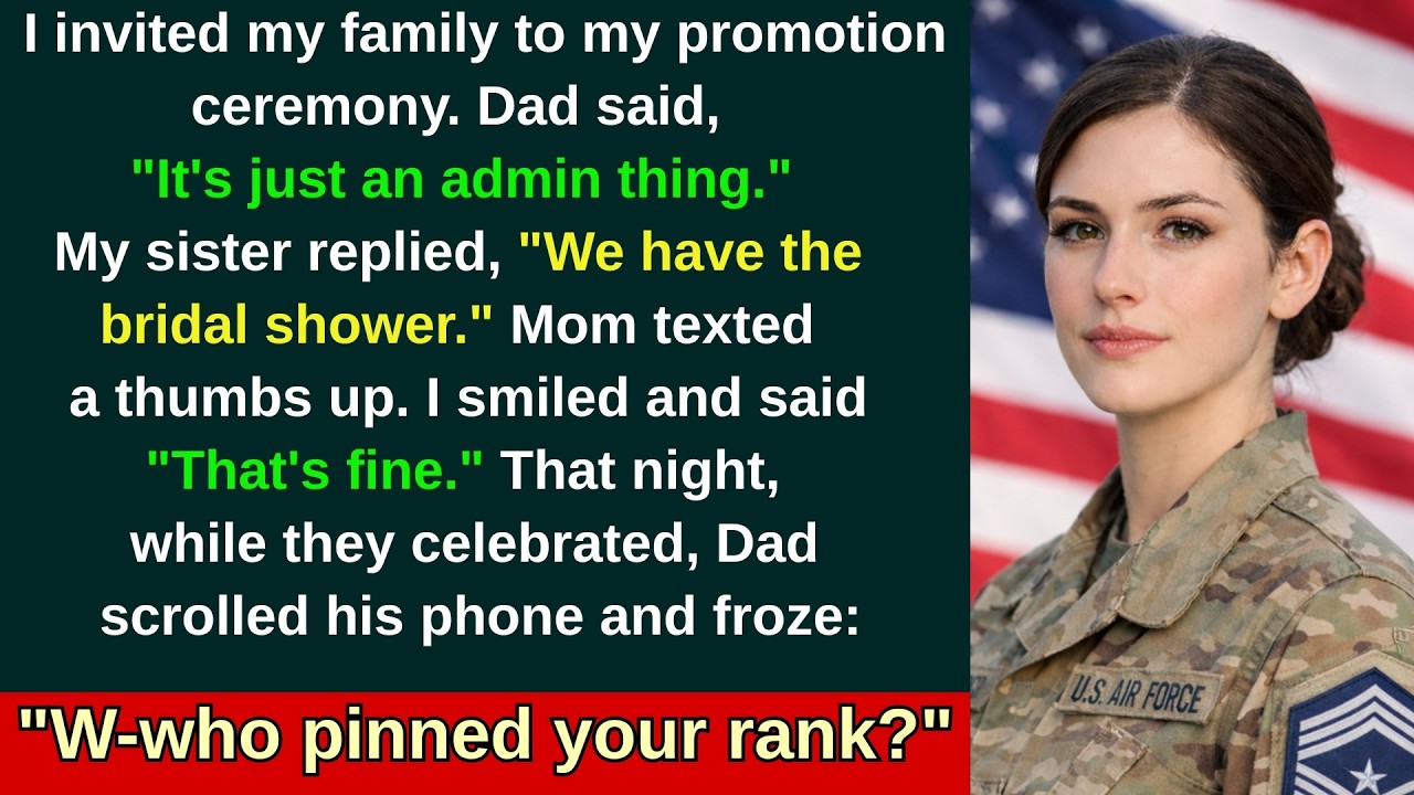 My Family Skipped My Military Promotion for My Sister's Bridal Shower—Then Dad Saw the Video...